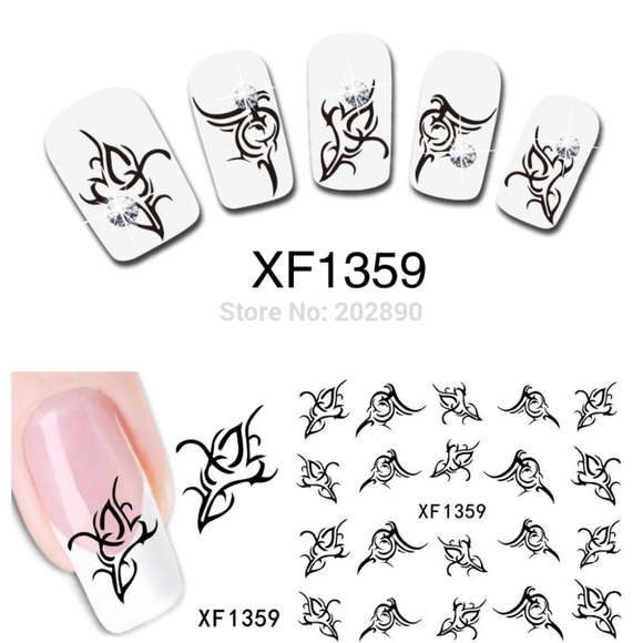 Black Tattoo- Nail Art Decal - red3 - Picture 1 of 1